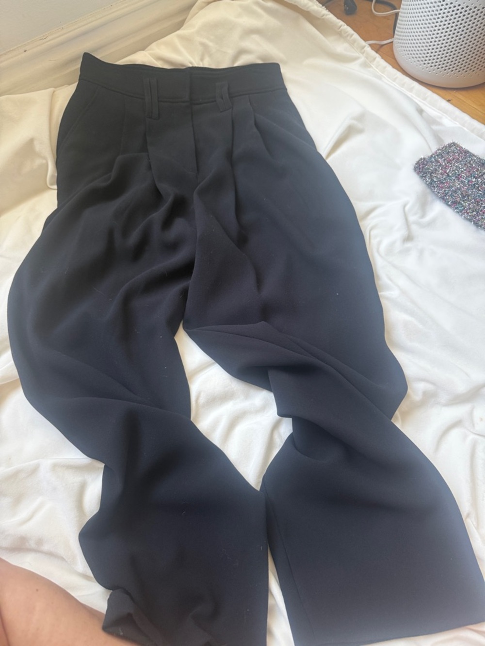 IRO Black Wide-Leg Pleated Trousers